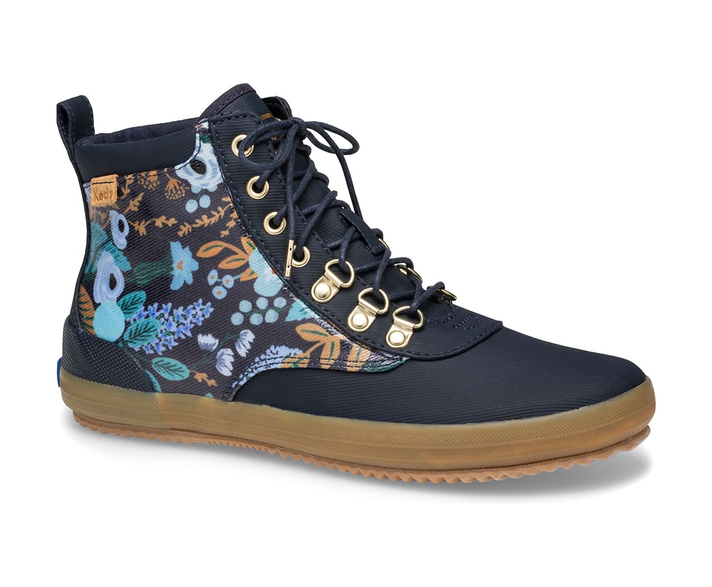 Botas Keds Mujer Azul Marino - Rifle Paper Co. Scout Water-Resistant Garden Party - 5096-ITYWJ